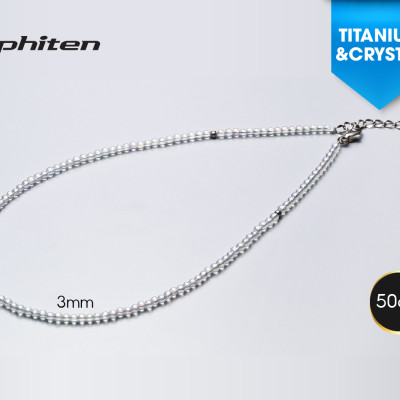 Vòng cổ Phiten pha lê (3mm) AQ812051/AQ812053