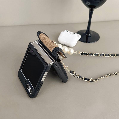 Ốp Lưng Cho Samsung Galaxy Z FLip 6 / Z Flip Vải Bố Dạng Ví Có Dây Đeo Dài - BUM STORE GALAXY CASE