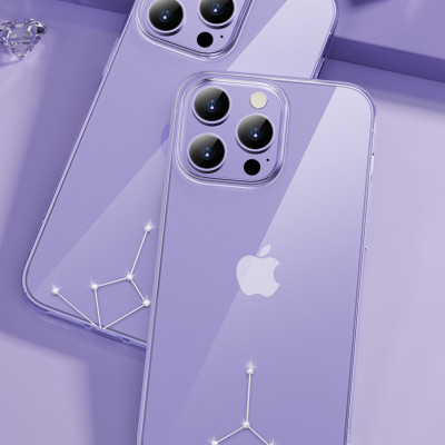 Ốp lưng cứng trong suốt đính đá dành cho iPhone 14 Pro hiệu Memumi - Hàng nhập khẩu