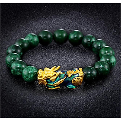 Vòng tay đá ngọc Malaysia mix tỳ hưu đổi màu theo nhiệt độ MS306