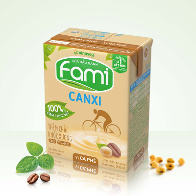 Thùng Sữa đậu nành Vinasoy Fami Canxi vị Cà Phê (200ml x 36 Hộp)