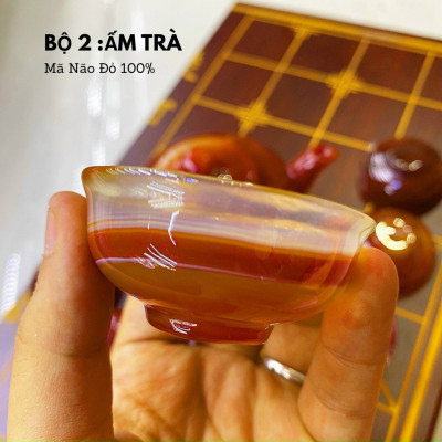 Bộ ấm trà đá mã não đỏ tự nhiên