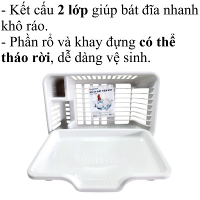 Kệ Rổ Úp Chén Có Khay Hứng Nước Nhựa Cao Cấp