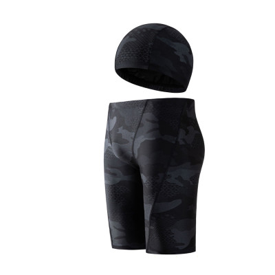 Quần bơi lửng boxer dài cho nam Cleacco màu đen Camo , chất vải  Poly co giãn 4 chiều , thoáng khí , thoát nước nhanh BORO SPORT - Tặng nón bơi vải