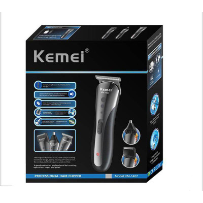Tông Đơ Cắt Tóc, Cạo Râu, Tỉa Lông Mũi Kemei Km-1407 Cao Cấp