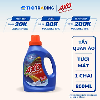 Nước Tẩy Quần Áo Màu Axo Xanh Dương Hương Tươi Mát Chai 800ml