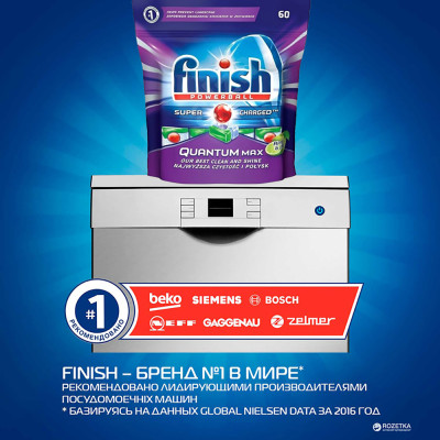 Túi 60 viên rửa chén Finish Quantum Max Dishwasher Tablets Apple&Lime QT025461 - hương chanh, táo