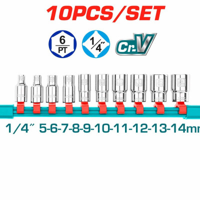 BỘ 10 ĐẦU TUÝP 1/4 INCH TOTAL THT1411023 - HÀNG CHÍNH HÃNG