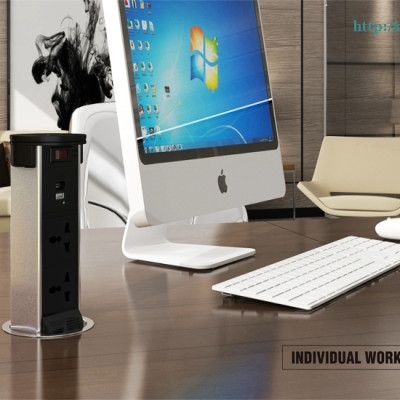 Ổ cắm điện âm bàn đảo bếp Sinoamigo STP-2AB/2Pu+Qi, tích hợp sạc không dây, loa bluetooth, cổng sạc USB-C