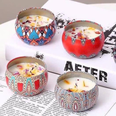 Combo 3 hũ Nến Thơm Hoa Sáp Thiên Nhiên Giúp Thư Giãn - Nến thơm hộp hình thổ cẩm Decor