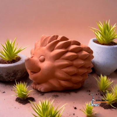 Chậu Gốm Đất Nung Mini Hình Con Nhím - Chậu Trồng Sen Đá Hình Con Vật Dễ Thương