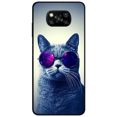 Ốp lưng dành cho Xiaomi Poco X3 mẫu Mèo Đeo Kính Tím