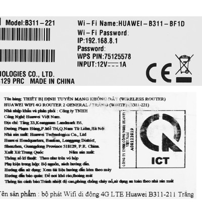 Thông số kỹ thuật Bộ Phát Wifi Di Động 4G LTE 150Mbps -Hàng nhập khẩu