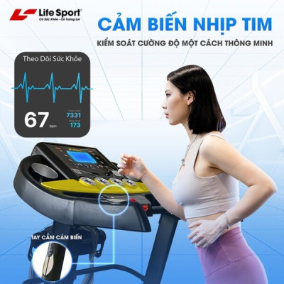 Máy Chạy Bộ Lifesport LS-3000, Máy Chạy Bộ Với 12 Chương Trình Luyện Tập Đa Dạng, Tay Cầm Đa Năng, Động Cơ Mạnh Mẽ