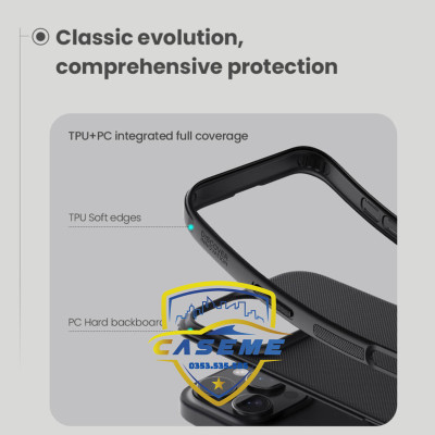 Ốp Lưng Dành Cho iPhone 16 Pro Max Nillkin Dạng Sần Viền Silicon - Hàng Chính Hãng