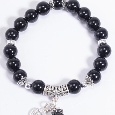 Vòng Tay Phong Thủy Đá Obsidian Phối Charm Cung Hoàng Đạo Thiên Yết (8mm) Mệnh Thủy, Mộc Ngọc Quý Gemstones