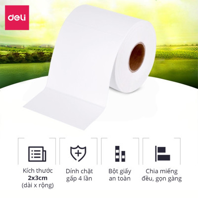 Giấy Decal Nhiệt In Nhãn, Minicode, Đơn Hàng TMĐT Deli -  Cuộn 325 Tờ 10x15cm - Dùng Cho Bill, Mã Vạch, Hóa Đơn, Livestream, Kinh Doanh Online - Không Phai Mực - Hàng Chính Hãng - 12308