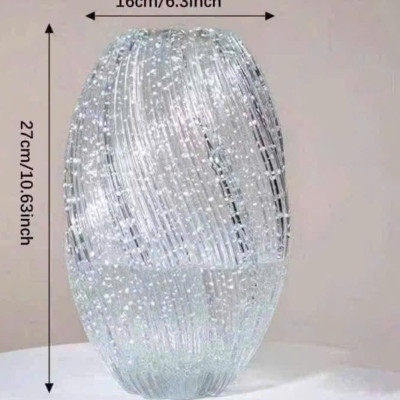 Lọ hoa thủy tinh xoắn phát sáng buổi tối, deco không gian nhà cửa chill đẹp