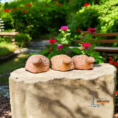 Bộ 3 Viên Kê Chậu Pot Feet Gốm Đất Nung Hình Rùa