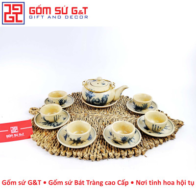 Bộ trà quả hồng trúc lâm thiết hiền men rạn Gốm Sứ G&T