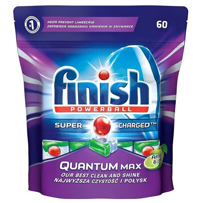 Túi 60 viên rửa chén Finish Quantum Max Dishwasher Tablets Apple&Lime QT025461 - hương chanh, táo