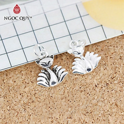 Combo 2 cái charm bạc trắng hồ ly treo - Ngọc Quý Gemstones