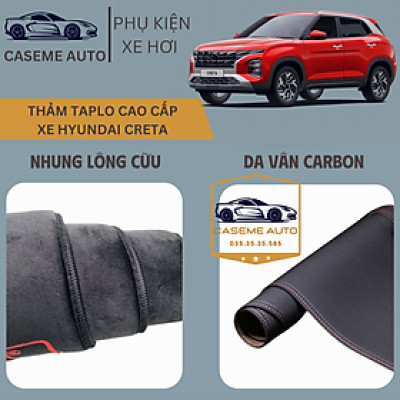 [HYUNDAI CRETA] Thảm Taplo 3 Lớp Dành Cho Xe HYUNDAI CRETA, Nhung Lông Cừu Và Da Vân Carbon Cao Cấp - Hàng Chính Hãng