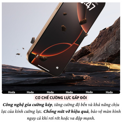Kính cường lực màn hình cao cấp cho iPhone 16 Pro Max/ iP 16 Pro hiệu HODA 3D Full Glue DLC siêu cứng Mohs cấp 7 Diamond Like Carbon - Nano Chống Bẩn, Trong Suốt Crystal Clear, Tăng Cường Gấp Đôi, Bảo Vệ Loa, Độ Truyền Sáng 80% - Hàng nhập khẩu