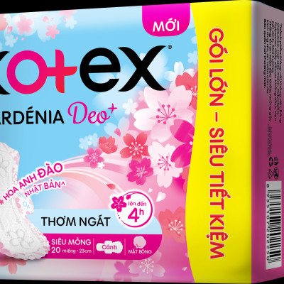 Combo 2 gói băng vệ sinh Gardenia Deo+ - Hoa Anh Đào siêu mỏng cánh 23cm (20 miếng/gói)