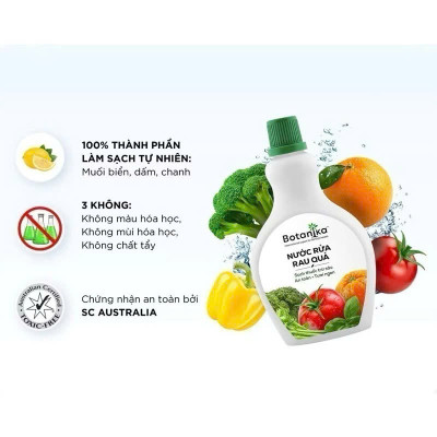 Nước ngâm rửa rau củ quả, thực phẩm sinh học 500ml - 100% muối biển , dấm và chanh