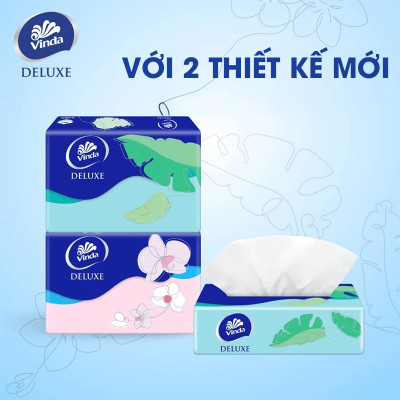 [LỐC 5 GÓI SIZE M] Khăn giấy rút cao cấp Vinda Deluxe 3 lớp 90 tờ size M (5 Gói)