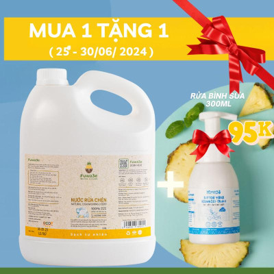 [ Nước rửa chén bát Fuwa3e 3,8L an toàn cho bé ] enzym dịu nhẹ sạch nhanh chén đĩa không nhờn rít