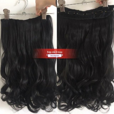  Tóc giả kẹp ️ tóc phím nữa đầu dợn sóng dài