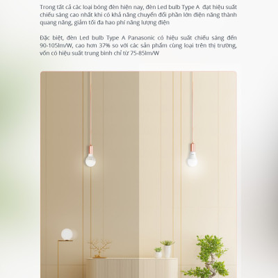 Đèn LED Bulb Panasonic A Type Công suất 6W/9W/11W/15W ánh sáng Trắng, ánh sáng Vàng