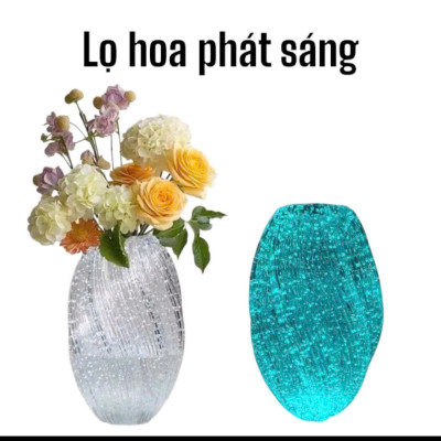Lọ hoa thủy tinh xoắn phát sáng buổi tối, deco không gian nhà cửa chill đẹp