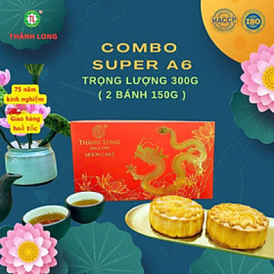 Hộp Bánh Trung Thu 2 bánh 1 trứng 150g - COMBO SUPER A6 - Thành Long (300g) - VIỆT NAM