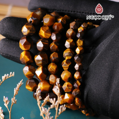Vòng tay đá mắt hổ vàng nâu dạng hạt facet mệnh thổ,kim - Ngọc Quý Gemstones