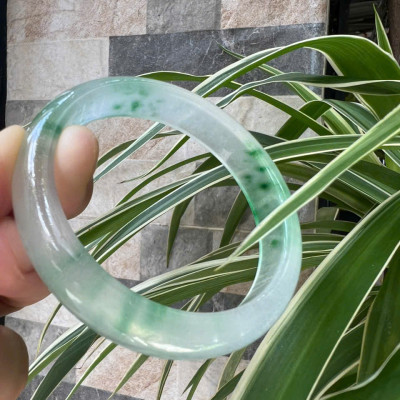 Vòng Tay Nữ Bản Hẹ Đá Mã Não DuLong Trắng Trong Xanh Rong Biển Nhẹ Bóng Đẹp Ni 54mm Cao 12mm Dầy 7mm Món quà tặng Nữ 50kg - 55kg đeo tay xinh rẻ đẹp ý nghĩa ạ