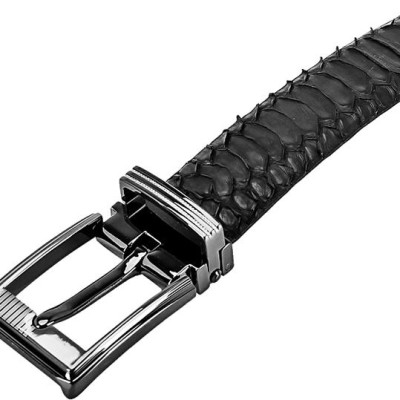 Thắt Lưng Nam Da Trăn VIP Đầu Kim Huy Hoàng HT4327 - Đen