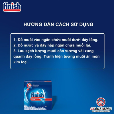 Muối rửa chén bát Finish 4kg kèm túi zip 