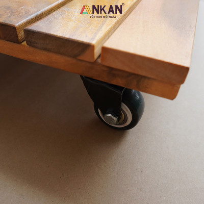 Đế Lót Chậu Cây Có Bánh Xe CỠ LỚN Vuông 50cm, Làm Giá Đỡ Kệ Hoa Cây Cảnh, Màu Vàng Nắng, Chịu Tải 150Kg