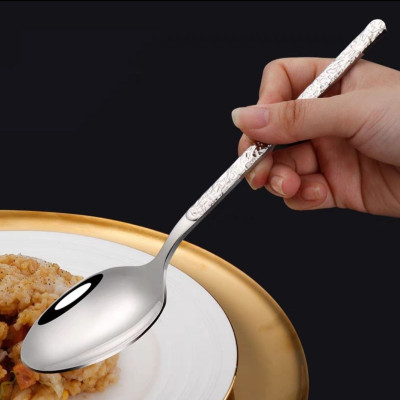 COMBO SÉT 6 THÌA ĂN LUXURY SANG TRỌNG PHONG CÁCH HOA VĂN BẮC ÂU CAO CẤP - DÀI 21CM 