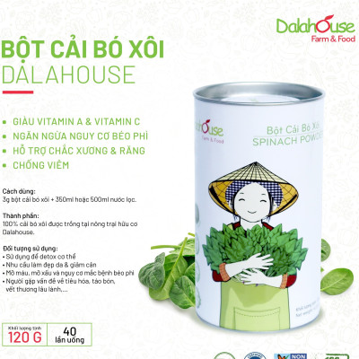 Bột cải bó xôi hữu cơ nguyên chất sấy lạnh Dalahouse - Mẫu mới 2022 Hộp 120gr tiết kiệm - Nguồn Vitamin K,A,C, sắt, magie & Mangan cao giúp xương chắc khỏe, hỗ trợ tiêu hóa và hỗ trợ thị lực _ ThuDươngShop Chờ duyệt tự động