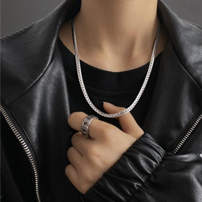 Vòng Cổ Nam - Dây chuyền nam titan cao cấp inox đẹp kiểu lặc khít chạm 2 bên trangsucpt 6mm PTDCNA56