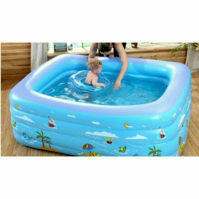 Bể bơi 2 tầng đủ kích thước có đáy chống trượt - BỂ BƠI PHAO CHO BÉ 1M2 Có Đáy Chống Trượt màu xanh Đồ Chơi Toys