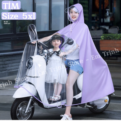[ Kèm kính chắn] Áo mưa layout trong suốt cho Mẹ và Bé, che phủ toàn thân