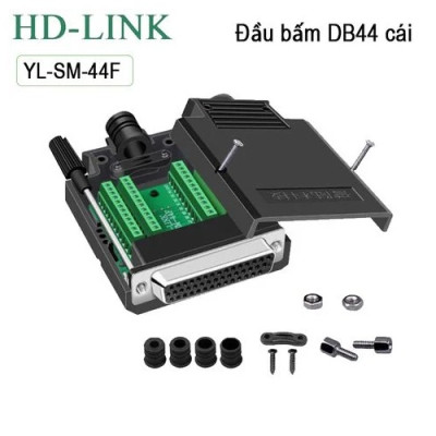 Đầu bấm cổng COM DB44 HD-LINK YL-SM-44F đầu cái kèm vỏ ốp. Hàng chính hãng !!!