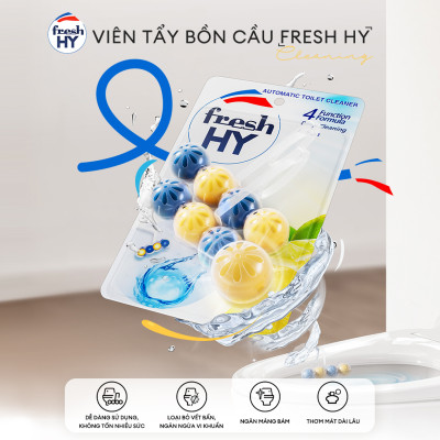 Combo 4 Viên Tẩy Bồn Cầu Fresh HY 350 Lần Xả, Làm Sạch Khuẩn & Ngăn Ngừa Mảng Bám, Khử Mùi Và Lưu Hương Thơm Mát (2 Vỉ Treo X4)