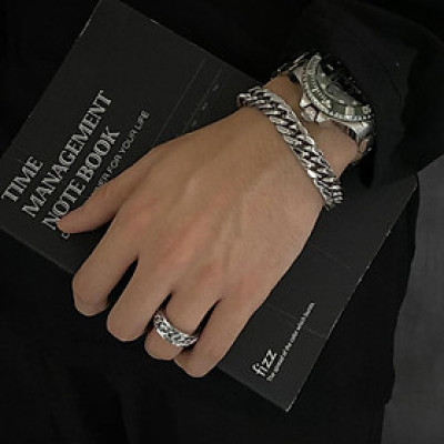 Combo Lắc tay nam + nhẫn nam titan cao cấp thời trang thép không gỉ phong cách trangsucpt PTLTNA104