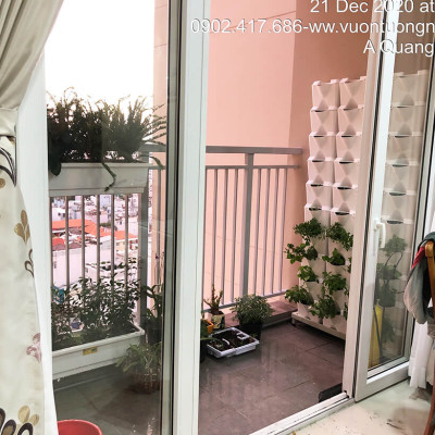 08 Chậu trồng rau thông minh Không thay đất Vertical (màu trắng) nhập khẩu Bồ Đào Nha kèm bộ tưới nhỏ giọt và bón phân Bán tự động (khu vực Không có vòi cấp)